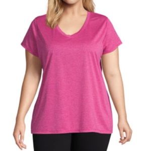NWOT - Women’s Size 2X(20W-22W) Xersion Short Sleeve V-Neck Active Tee - Pink